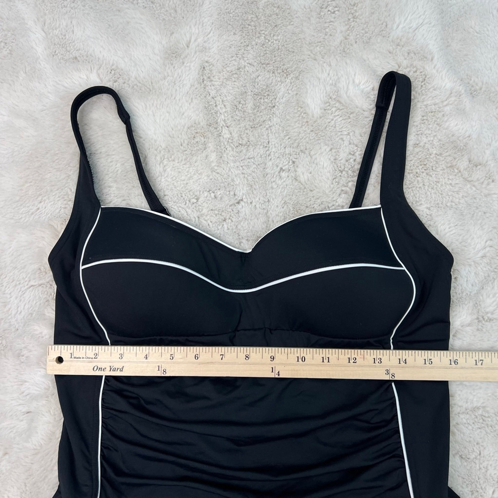 NIPTUCK Swimsuit One Piece Size US 12 Black Slimming Skirt Peplum Built in Bra - Picture 6 of 15